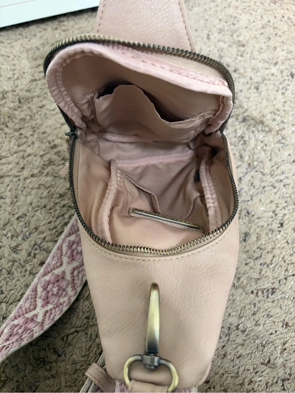 Antik Kraft Tasha Webbing Strap Sling Bag Crossbody Rose